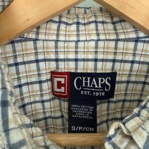 Chaps Men's Navy and Cream Plaid Shirt